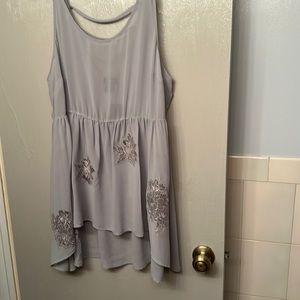 Gray sheer tank with flowers lightweight cute top .